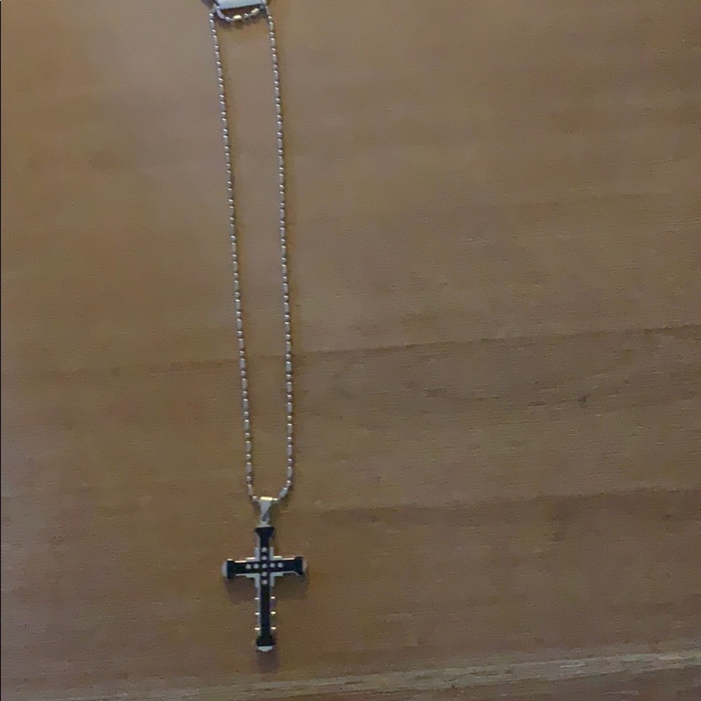 Solid cubic zirconia unisex CROSS Necklace